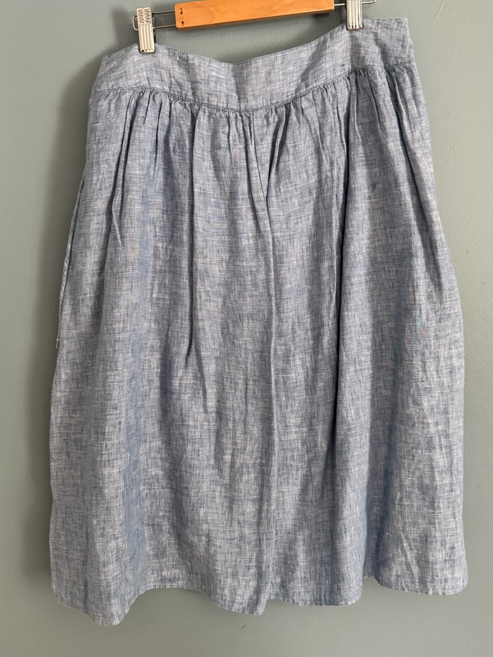 J. Crew Light Blue Linen-Blend A-Line Midi Skirt - Picture 2 of 4